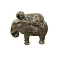 thumbnail image 1 of AFD Home 12015839 Fiberglass Reinforced Cast Stone Baby Monk on Elephant Sculpture, Black Earthy, 1 of 1