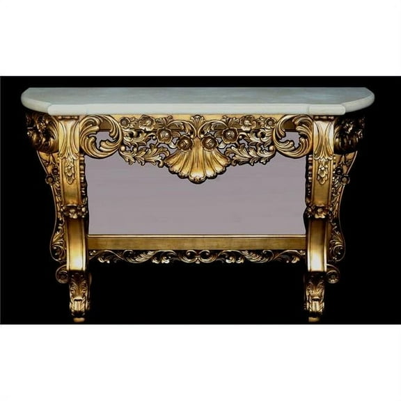 AFD Home 12016293 Gold Petticoat Cream Marble Top Console Table