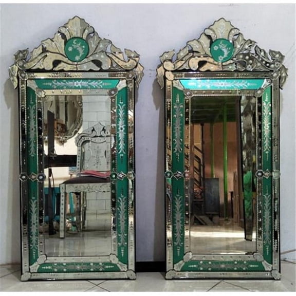 AFD Home 12016468 47.24 in. Tall Striking Venetian Style Mirror with Seafoam Border, Clear