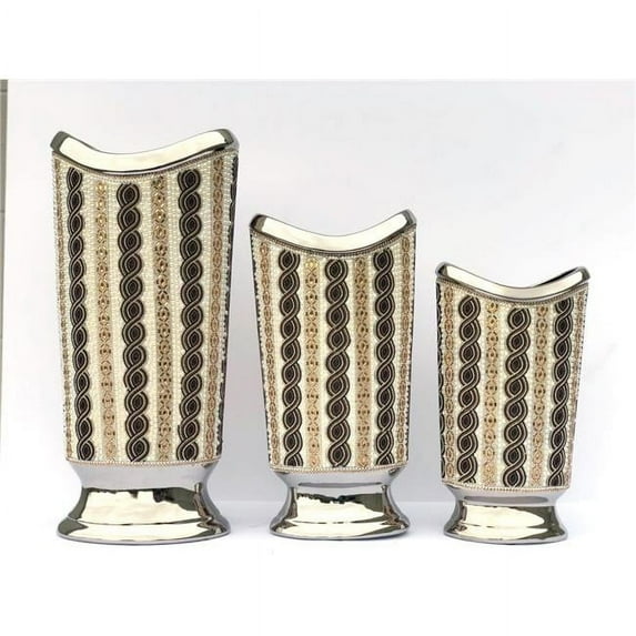 AFD Home 12017001 Ceramic Elegant Lateral Vases, Multi Color - Set of 3