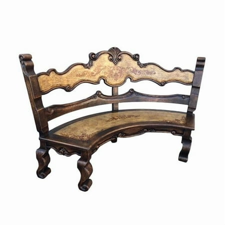 AFD Home 12017444 Brazilian Hardwoods Juliana Half Round Bench, Beige & Multi Color
