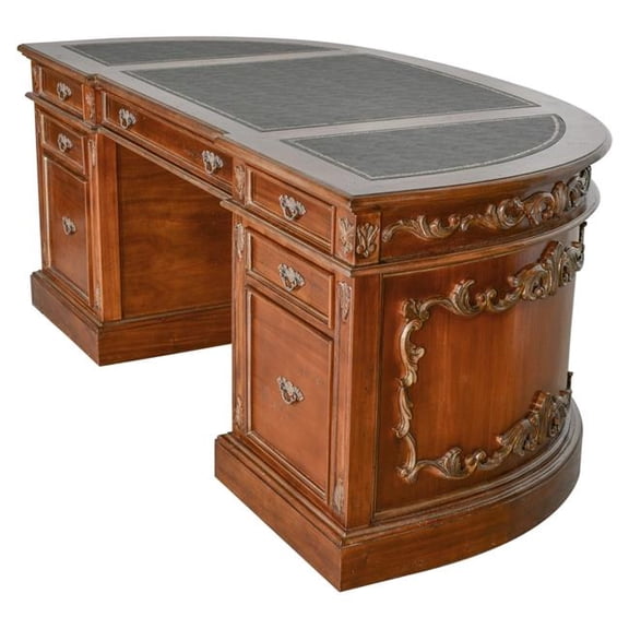 AFD Home  73 x 38 x 32.4 in. Chester Burton Curved Executive Partners Desk