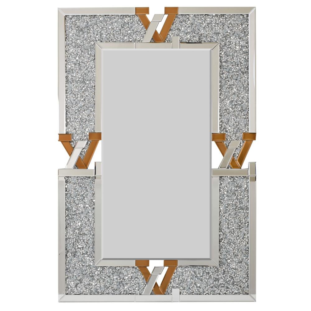 Silver Multi-Colored Encrusted Mirror with Micro Mosaic Glass