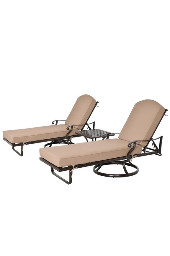 12015971 Savannah Swivel Chaise Lounge, Brown & Beige - Set of 3