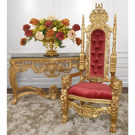 AFD King Chair in Gold Leaf and Burgundy Velvet