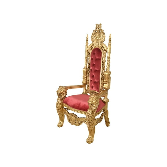 AFD King Chair in Gold Leaf and Burgundy Velvet