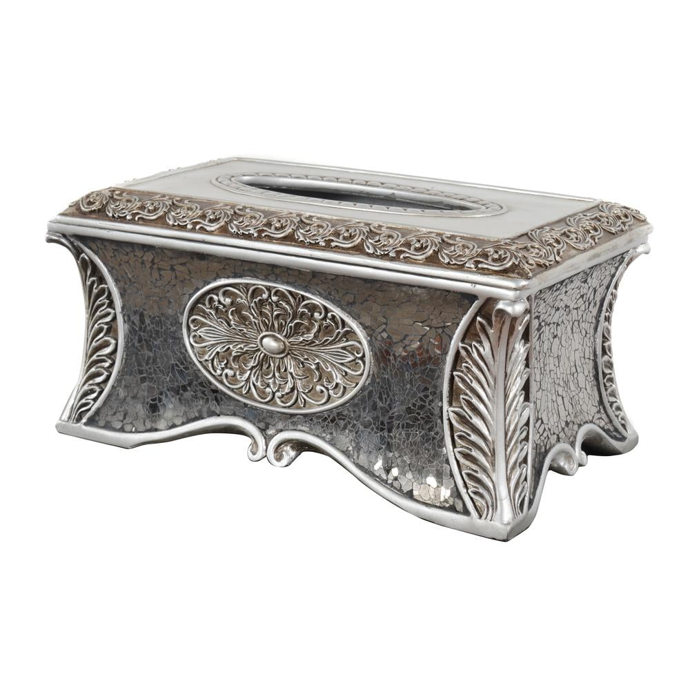 Champagne Silver Mosaic Rectangular Resin Tissue Box