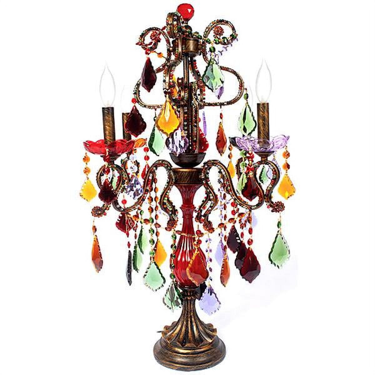 Milano Multicolor Crystal and Iron Candelabra Lamp