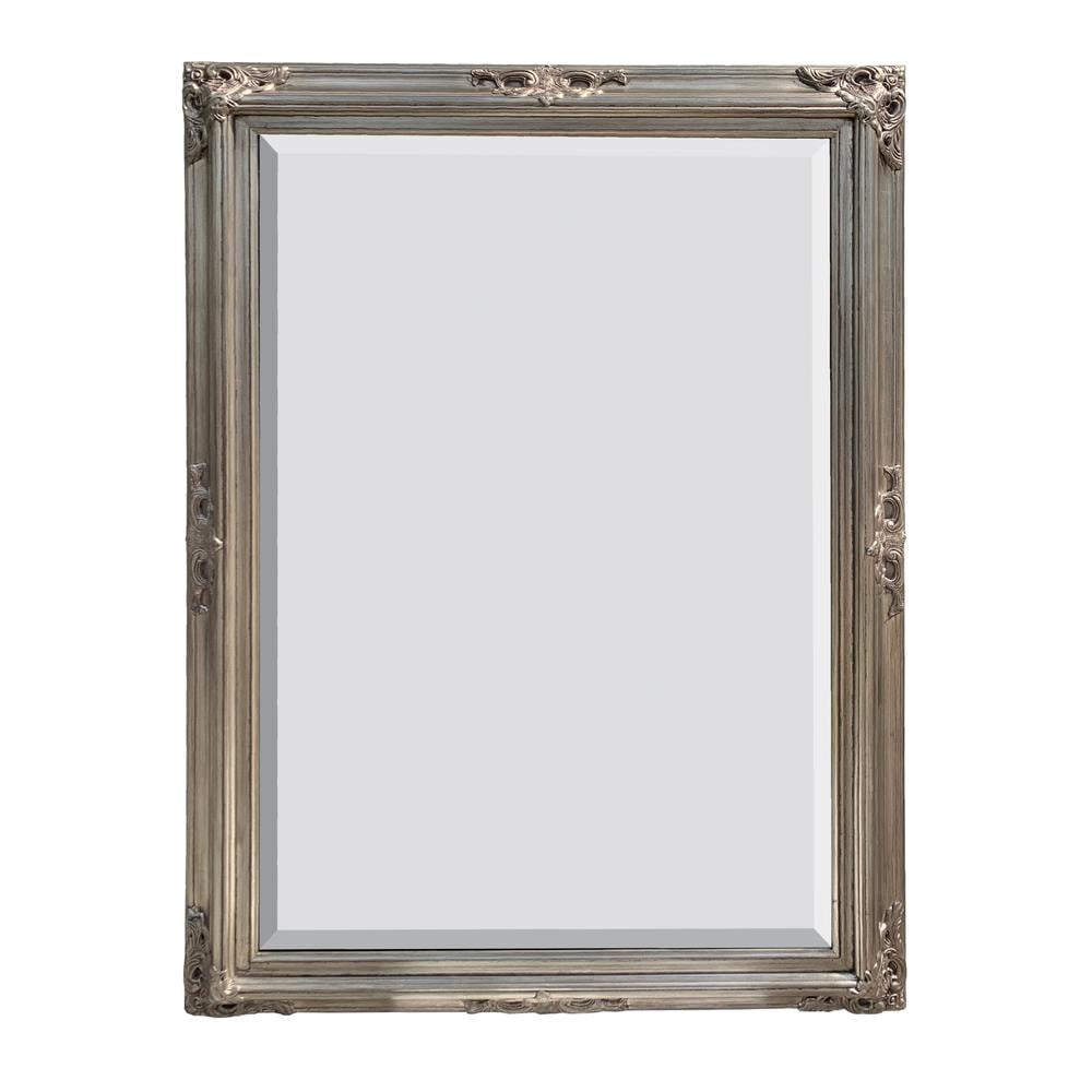 Antique Silver Leaf Victorian Wood Wall Mirror