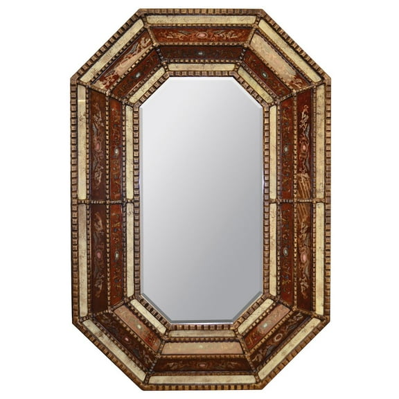 AFD Peruvian Painted Glass Octagonal Mirror
