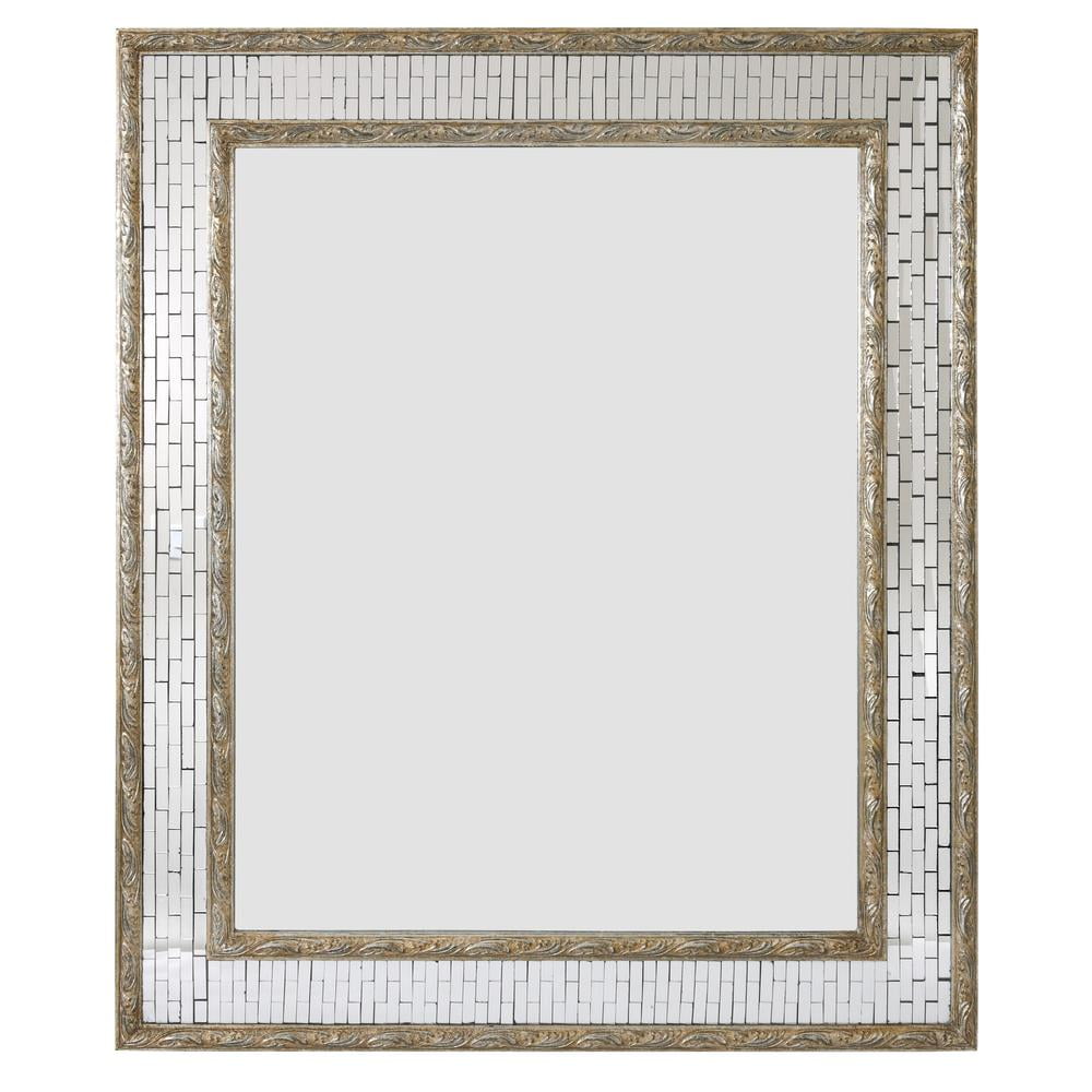 Antiqued Silver Leaf Wood Framed Mirror