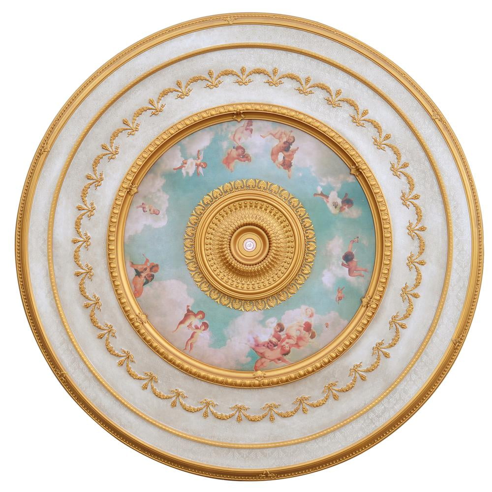Grand 99.5" Gold and White Polystyrene Ceiling Medallion