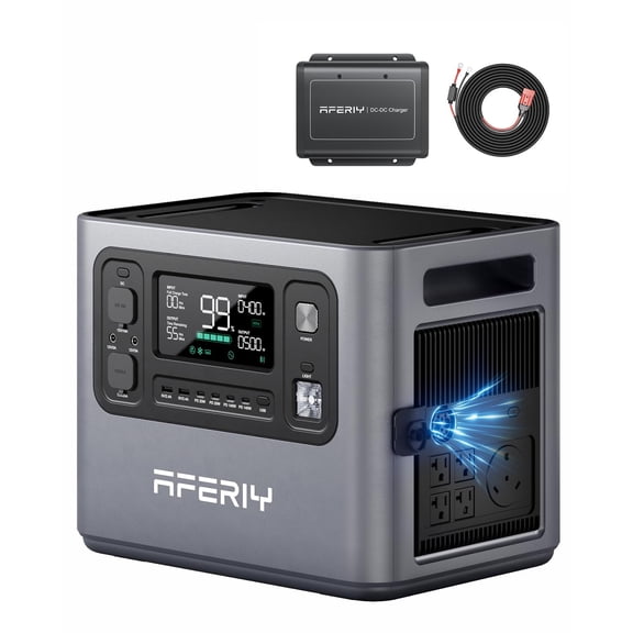 AFERIY 2800W Portable Power Station+DC600 580W Alternator Charger1,2048Wh LiFePO4 Battery,Dual Solar Input,6x Fast Charging On the Go,Power Outages,Camping,and RVs(Items Shipped Separately)