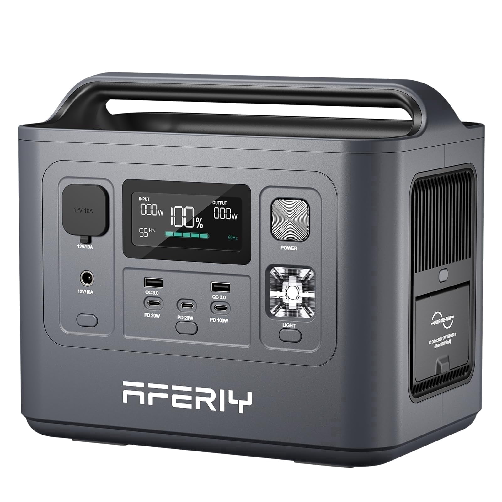 AFERIY 512Wh Portable Power Station, 800W LiFePO4 Solar Generator with 1.5H Fast Charging, 1 AC Outlet, UPS Backup Battery for Home, Camping, and Outdoor Use