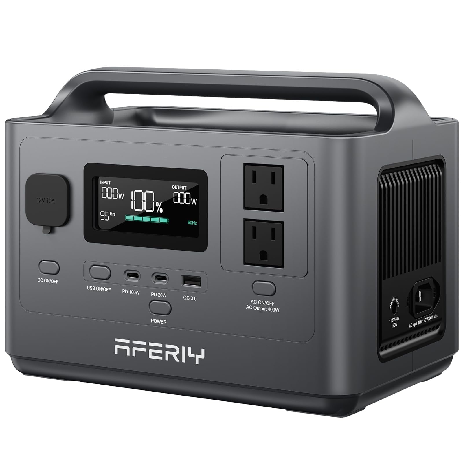 AFERIY P040 Portable Power Station 256Wh Solar Generator, 2x400W AC Outlets, 120W Solar Input, 1.2H Fast Charging, for Camping, RV, CPAP, Home Use