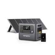 AFERIY 2400W Solar Generator in Silver, 2048Wh LiFePO4 Battery, 400W Solar Panel, AC & Solar Charging, Portable Power Station for Home, RV, Camping, Emergency P