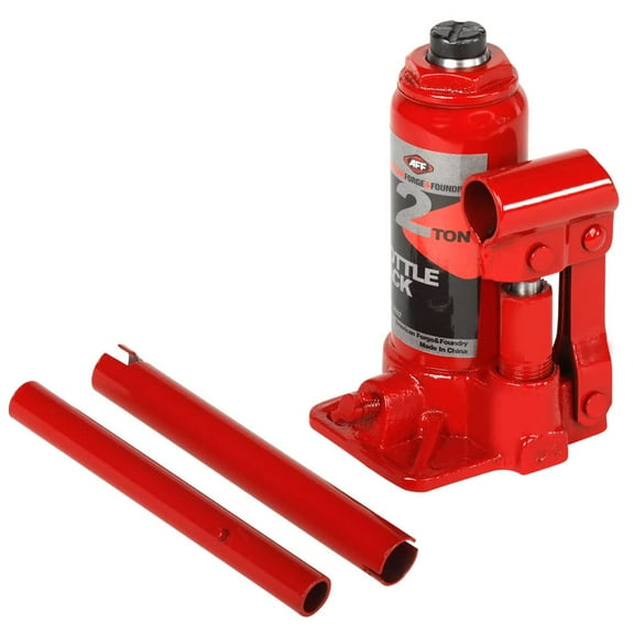 AFF Heavy Duty 2 Ton Bottle Jack, Manual, Machine Hardened Steel Saddles, Centered Pumps and Rams, 3502 CA1