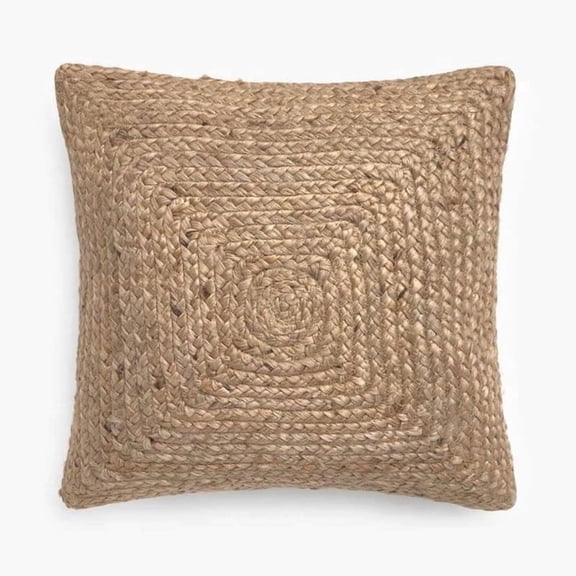 AFFERTO Handmade Natural Jute Cushion Cover 18 in x 18 in – Eco-Friendly Square Decorative Throw Pillow Cover for Sofa, Bed & Living Room