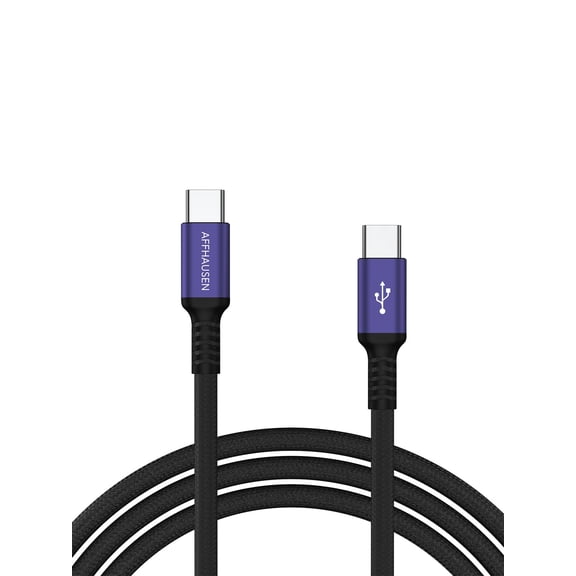 AFFHAUSEN USB C to USB C Cable 6.5ft Indigo, 100W Fast Charging, 480Mbps, Nylon Braided USB-C Charging Cable for iPhone 16, MacBook Pro/Air, iPad Pro, Samsung Galaxy