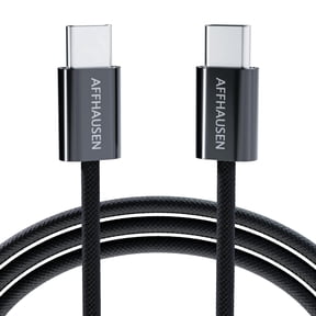 FFHAUSEN USB C to USB C Cable 3ft (0.9m) Braided Black, 60W Fast Charging, 480Mbps, Nylon Braided USB-C Cord for iPhone 17/16/15, MacBook Air/Pro, iPad Pro, Samsung Galaxy S25