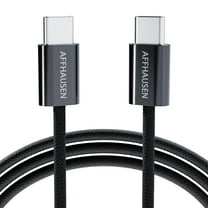AFFHAUSEN USB C Cable, 0.9m, 60W Fast Charge 480Mbps Braided Black