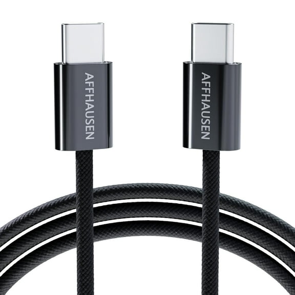 AFFHAUSEN USB C Cable, 1.5m, 60W Fast Charge 480Mbps Braided Black