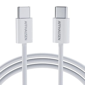 AFFHAUSEN USB C to USB C Cable 4ft 11in (1.5m) (Matte White), 60W Fast Charging, 480Mbps, USB-C Charging Cord for iPhone 17/16/15, MacBook Air/Pro, iPad Pro, Samsung Galaxy S25