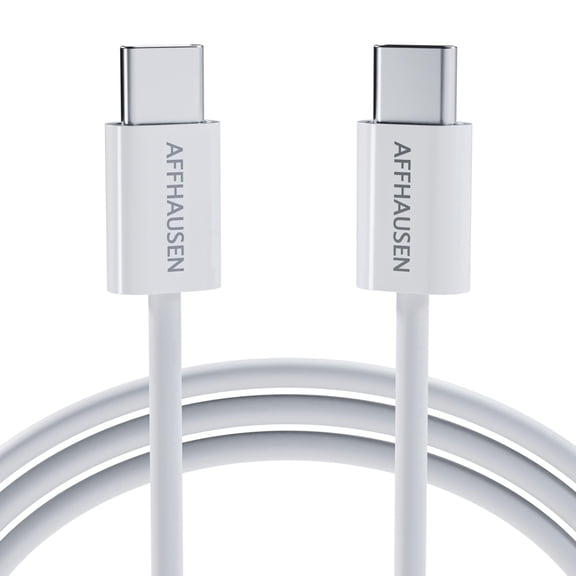 AFFHAUSEN USB C to USB C Cable 4ft 11in (1.5m) (Matte White), 60W Fast Charging, 480Mbps, USB-C Charging Cord for iPhone 17/16/15, MacBook Air/Pro, iPad Pro, Samsung Galaxy S25
