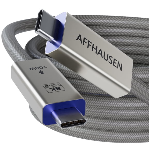 AFFHAUSEN USB4 Cable 3ft (40Gbps), Thunderbolt 4 Compatible, 8K Display, 100W Fast Charging, Braided Aluminum USB-C to USB-C for MacBook Pro, iPad Pro, Dell XPS