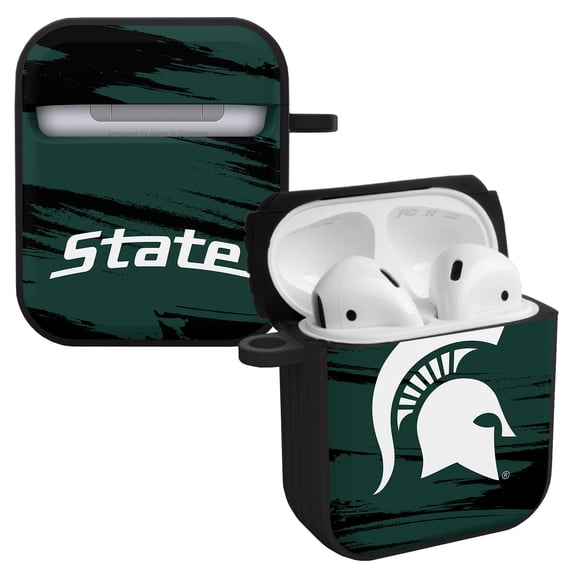 Michigan State Spartans Paint Stripe HDX Case Cover Compatible with Apple AirPods Gen 1 & 2 by Affinity Bands
