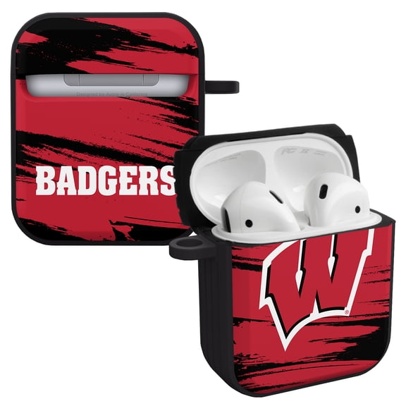Wisconsin Badgers Paint Stripe HDX Case Cover Compatible with Apple AirPods Gen 1 & 2 by Affinity Bands