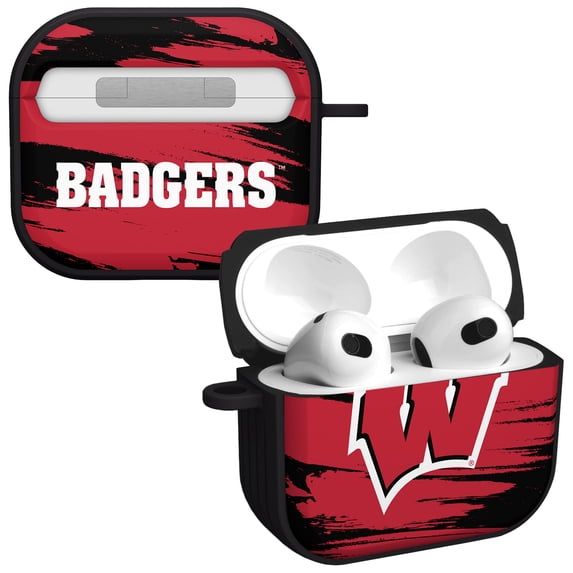 Wisconsin Badgers Paint Stripe HDX Case Cover Compatible with Apple AirPods Gen 3 by Affinity Bands