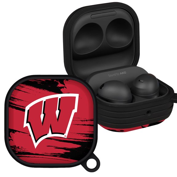 Wisconsin Badgers Paint Stripe HDX Case Cover Compatible with Samsung Galaxy Buds Pro & Buds Live by Affinity Bands
