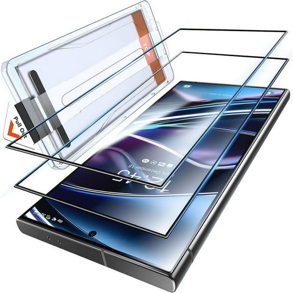 AFFLUX 2 Pack Tempered Glass Screen Protector for Samsung Galaxy S24 Ultra, Clear Transparent Magic Installation Glass, Auto Alignment Template, No Bubbles, No Dust, 6.8" inch