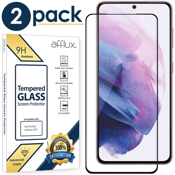 AFFLUX 2 Pack Tempered Glass Screen Protector Compatible with Samsung Galaxy S21+ 6.7 - inch Easy Installation HD-Clear Bubble Free
