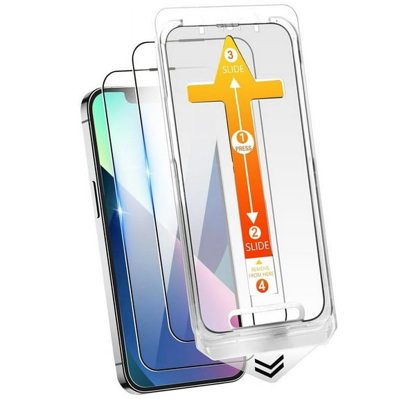AFFLUX 2 Pack Tempered Glass Screen Protector for iPhone 14 / iPhone 13 Pro / iPhone 13 Clear Transparent Magic Installation Glass, Auto Alignment Template, No Bubbles, No Dust, Easy Install 6.1" inch