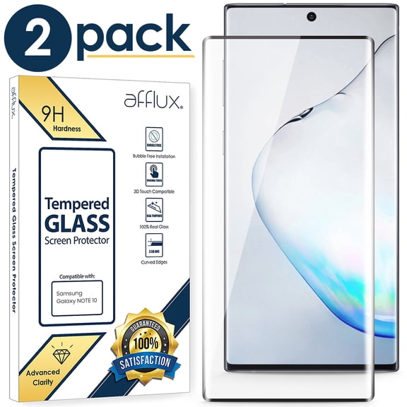 AFFLUX Tempered Glass For Galaxy Note 10 Screen Protector Tempered Glass, Ultrasonic Fingerprint Compatible,3D Curved, Full Glue, HD Clear for Samsung Galaxy Note10 Glass Screen Protector (2-Pack)