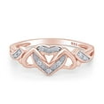 thumbnail image 1 of AFFY 0.03CT White Natural Diamond Triple Heart Promise Ring in 14k Rose Gold over Silver-10, 1 of 6