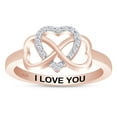 thumbnail image 1 of AFFY 0.05CT Natural Diamond "I Love You" Infinity Heart Promise Ring 14K Rose Gold over Silver-9, 1 of 7
