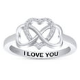 thumbnail image 1 of AFFY 0.05CT Natural Diamond "I Love You" Infinity Heart Promise Ring 14K White Gold over Silver-5, 1 of 7