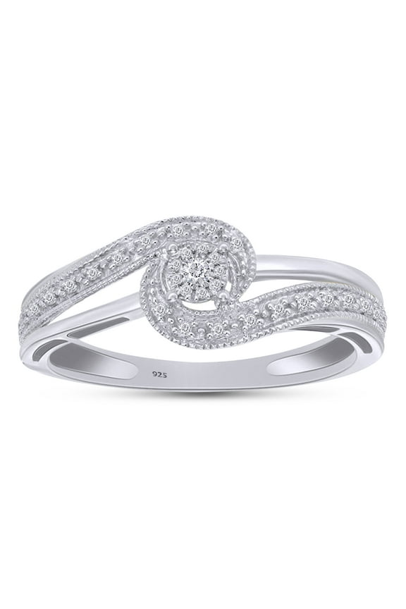 0.05CT Natural Round Diamond Swirl Promise Ring for Women 14K White Gold over Silver-4