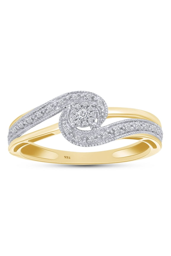 0.05CT Natural Round Diamond Swirl Promise Ring for Women 14K Yellow Gold over Silver-8
