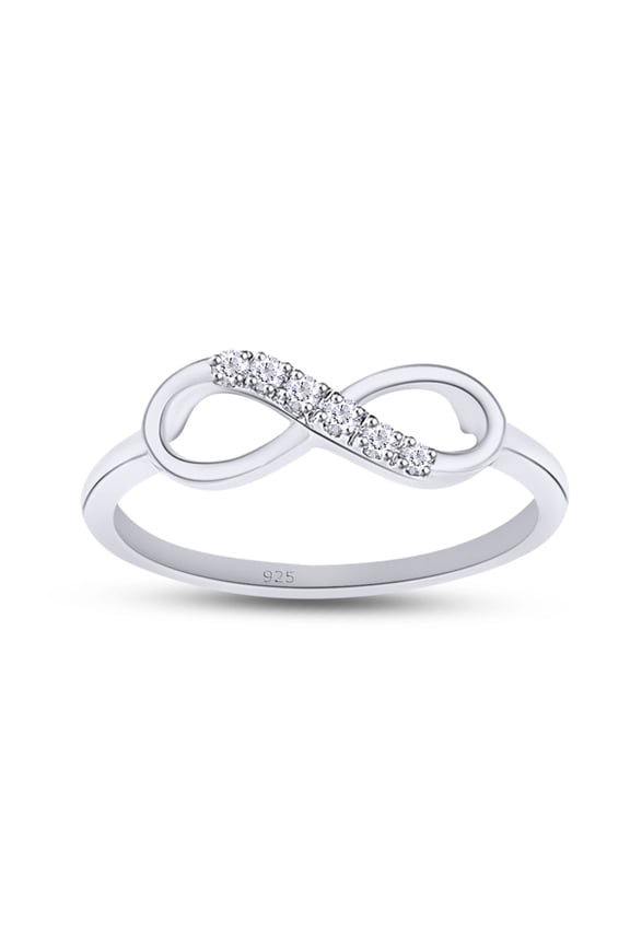 0.05CT Natural White Diamond Accent Infinity Ring For Women in 14K White Gold over Silver-9