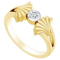 thumbnail image 1 of AFFY 0.1 Carat (Cttw) Round White Natural Diamond Scallop Shell Solitaire Ring 14k Solid Yellow Gold, 1 of 1