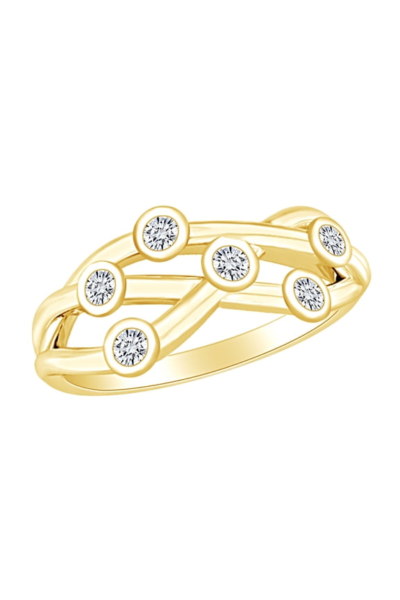 0.10 Carat (Ctw) Round Shape White Natural Diamond Bubbles Engagement Ring In 10k Solid Yellow Gold Ring Size-5.5