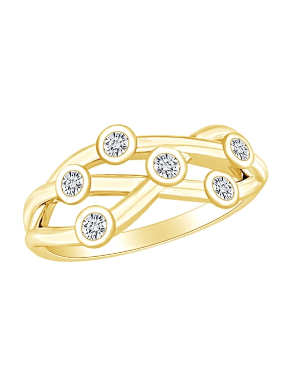 0.10 Carat (Ctw) Round Shape White Natural Diamond Bubbles Engagement Ring In 10k Solid Yellow Gold Ring Size-6