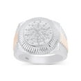 thumbnail image 1 of AFFY 0.10CT Natural Diamond Two-Tone Circle Cluster Men's Ring 14K White Gold over Silver-14, 1 of 5