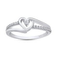 thumbnail image 1 of AFFY 0.10CT Natural White Diamond Bypass Heart Promise Ring for Women 14K White Gold over Silver-5.5, 1 of 6