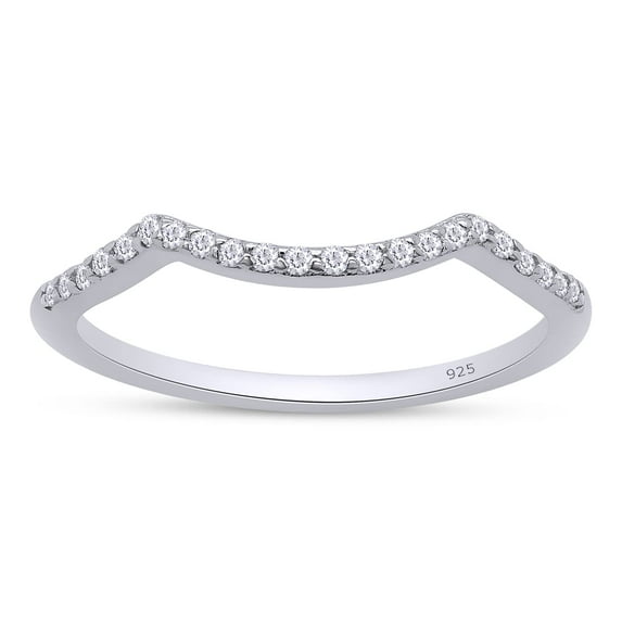 AFFY 0.10CT Round Moissanite Diamond Enhancer Wedding Band for Women 14K White Gold over Silver-7