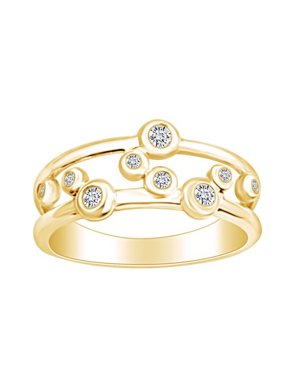 0.11 Carat (Ctw) Round Shape White Natural Diamond Bubbles Engagement Ring In 10k Solid Yellow Gold Ring Size-9.5